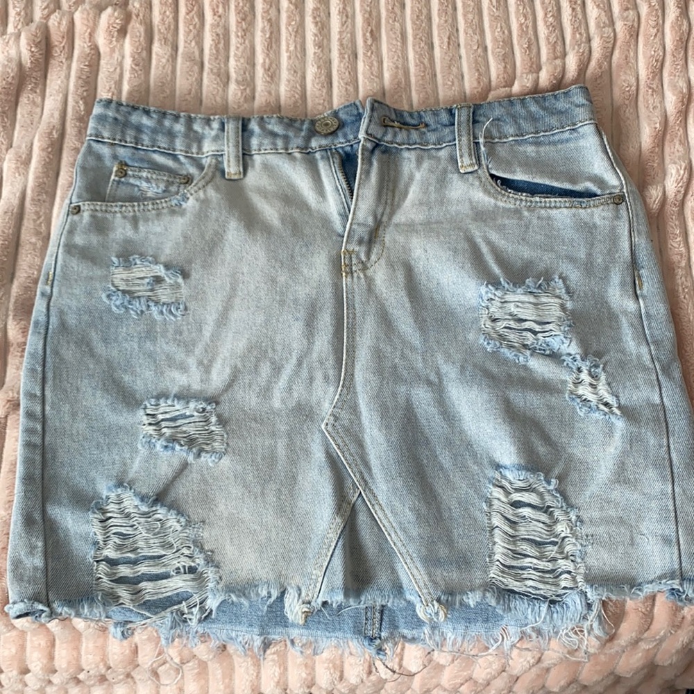 Ripped Denim Skirt